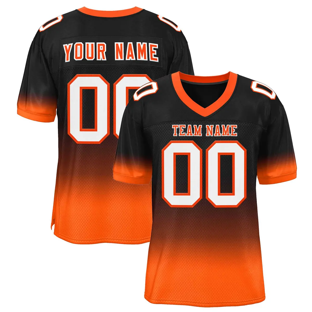 Black Orange-White Gradient Fashion Football Jersey