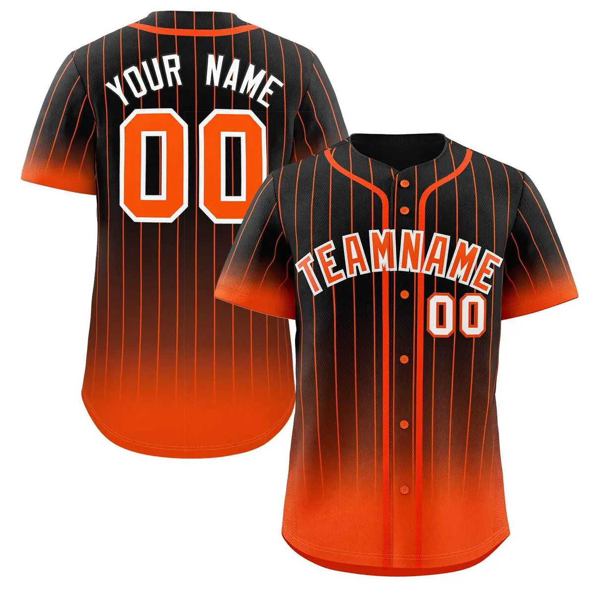Black Orange-White Gradient Stripe Fashion Baseball Jersey
