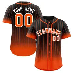 Black Orange-White Gradient Stripe Fashion Baseball Jersey