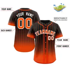 Black Orange-White Gradient Stripe Fashion Baseball Jersey 2