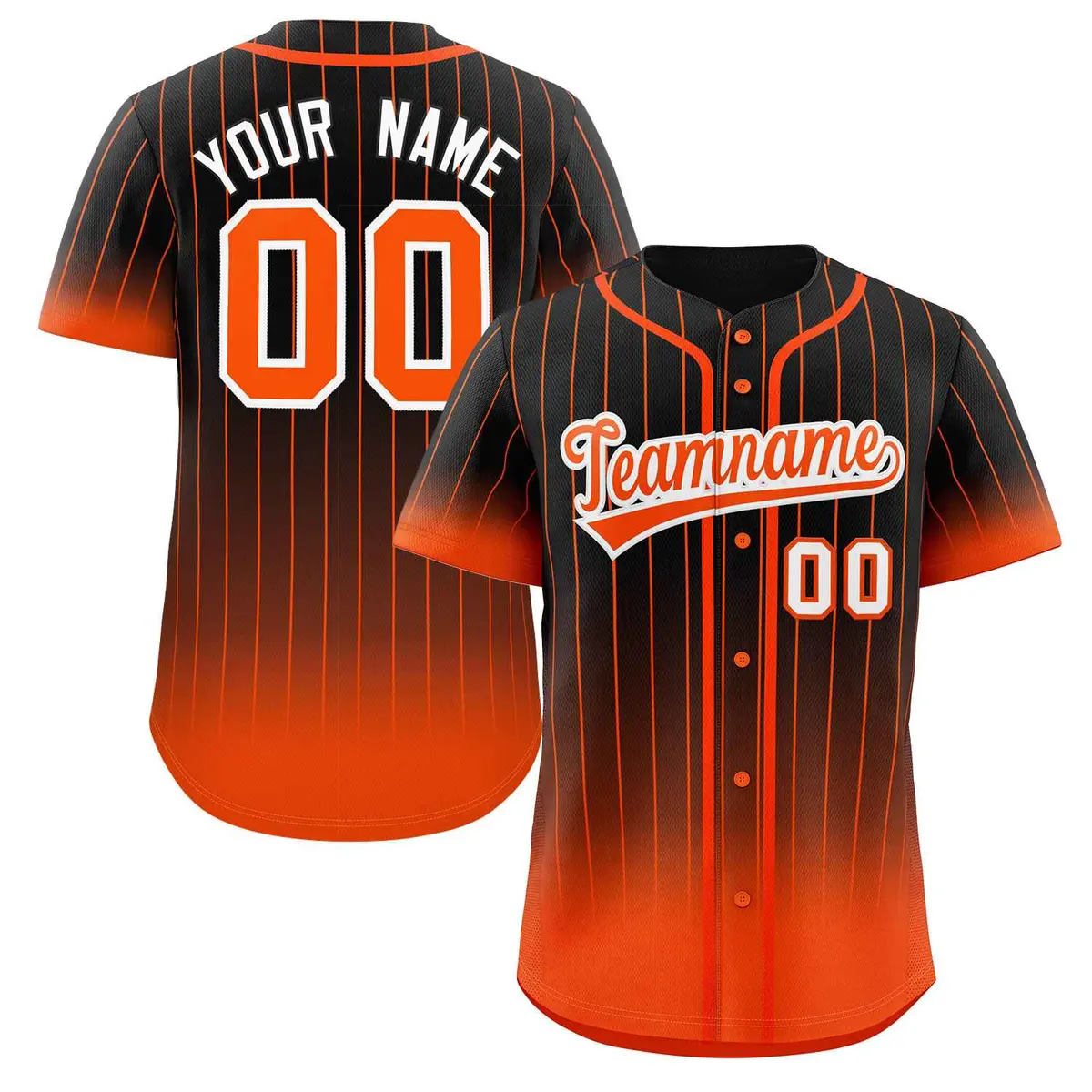 Black Orange-White Gradient Stripe Fashion Baseball Jersey
