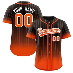 Black Orange-White Gradient Stripe Fashion Baseball Jersey