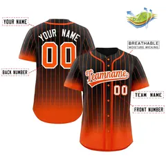 Black Orange-White Gradient Stripe Fashion Baseball Jersey 2