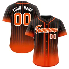 Black Orange-White Gradient Stripe Fashion Baseball Jersey