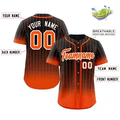 Black Orange-White Gradient Stripe Fashion Baseball Jersey 2