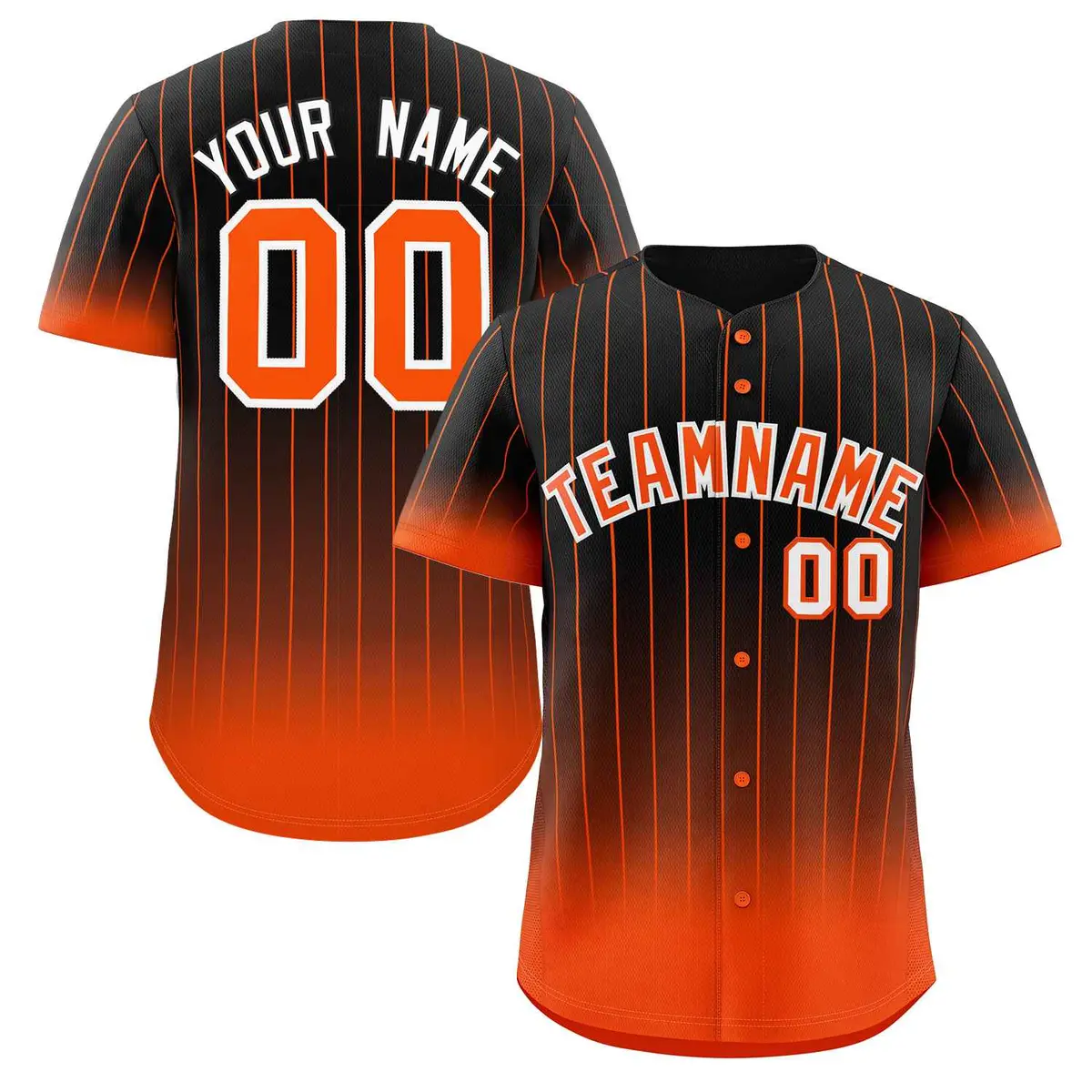 Black Orange-White Gradient Stripe Fashion Baseball Jersey