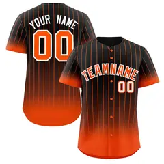 Black Orange-White Gradient Stripe Fashion Baseball Jersey