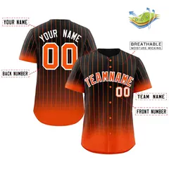 Black Orange-White Gradient Stripe Fashion Baseball Jersey 2