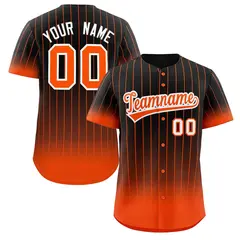 Black Orange-White Gradient Stripe Fashion Baseball Jersey