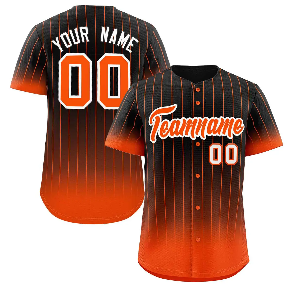 Black Orange-White Gradient Stripe Fashion Baseball Jersey