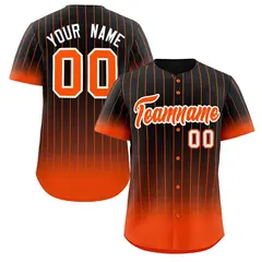 Black Orange-White Gradient Stripe Fashion Baseball Jersey