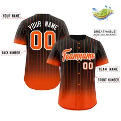 Black Orange-White Gradient Stripe Fashion Baseball Jersey 2