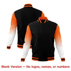 Black Orange White Gradient Varsity Raglan Letterman Jacket 7