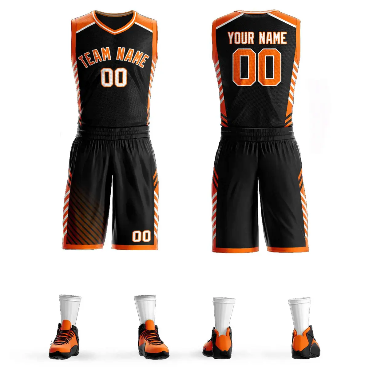Black Orange-White Graffiti Bar Element Basketball Jersey