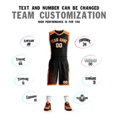 Black Orange-White Graffiti Bar Element Basketball Jersey 4