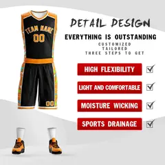 Black Orange-White Graffiti Lightning Basketball Jersey 2