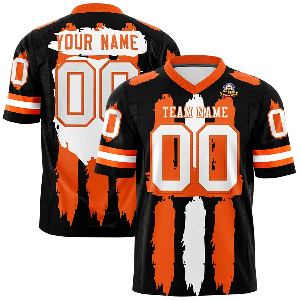 Black Orange White Graffiti Pattern Flag Football Jersey
