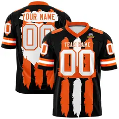 Black Orange White Graffiti Pattern Flag Football Jersey