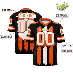 Black Orange White Graffiti Pattern Flag Football Jersey 2