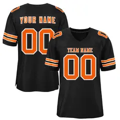 Black Orange-White Mesh Football Jersey