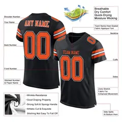 Black Orange-White Mesh Football Jersey 2