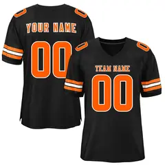 Black Orange-White Mesh Football Jersey