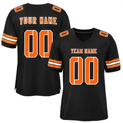 Black Orange-White Mesh Football Jersey