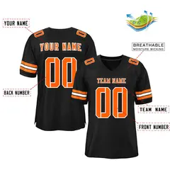 Black Orange-White Mesh Football Jersey 2
