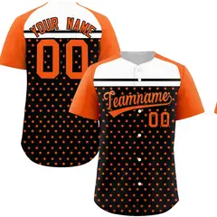 Black Orange-White Raglan Sleeve Star Print Baseball Jersey