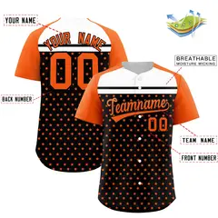 Black Orange-White Raglan Sleeve Star Print Baseball Jersey 2