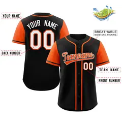 Black Orange-White Raglan Sleeves Baseball Jersey 2