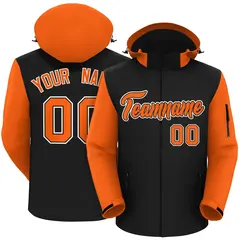 Black Orange-White Raglan Sleeves Waterproof Jacket 1