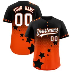 Black Orange White Rising Stars Gradient Baseball Jersey