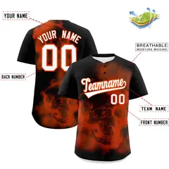 Black Orange White Skeleton Graffiti Baseball Jersey 2