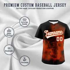 Black Orange White Skeleton Graffiti Baseball Jersey 4