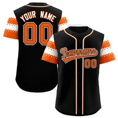 Black Orange White Sleeve Flag Lace Baseball Jersey 1