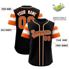 Black Orange White Sleeve Flag Lace Baseball Jersey 2