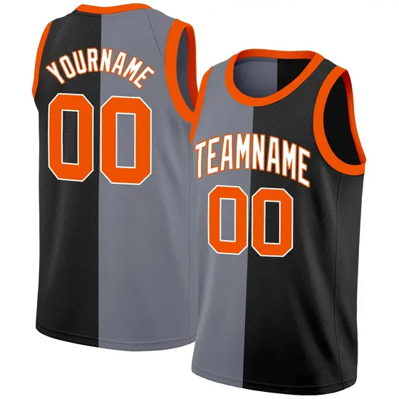 Black Orange-White Split Fashion Basketball Jersey