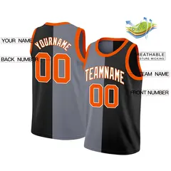 Black Orange-White Split Fashion Basketball Jersey 2