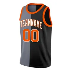 Black Orange-White Split Fashion Basketball Jersey 3