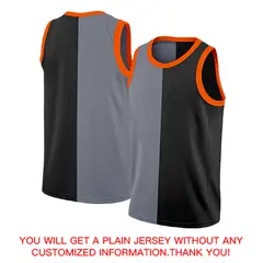 Black Orange-White Split Fashion Basketball Jersey 4