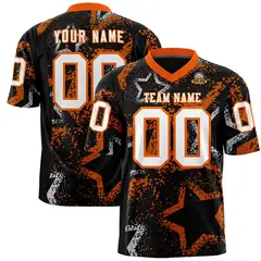 Black Orange White Star Graffiti Authentic Football Jersey 1