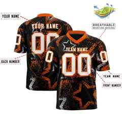 Black Orange White Star Graffiti Authentic Football Jersey 2