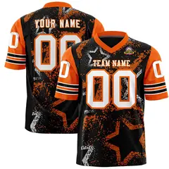 Black Orange-White Star Pattern Authentic Football Jersey
