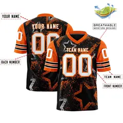 Black Orange-White Star Pattern Authentic Football Jersey 2