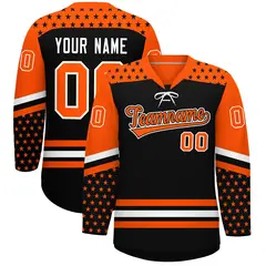 Black Orange White Star Series Lace-Up Neck Hockey Jersey