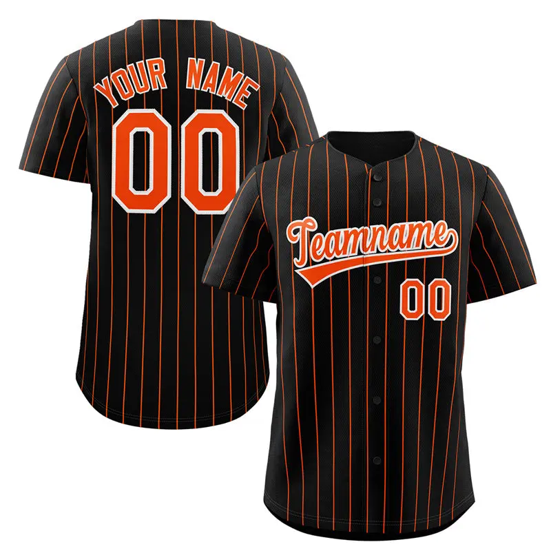 Black Orange-White Stripe Authentic Fashion Baseball Jersey