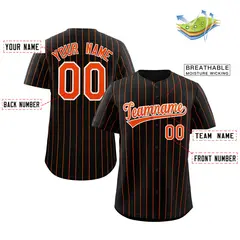 Black Orange-White Stripe Authentic Fashion Baseball Jersey 2