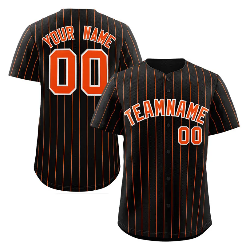 Black Orange-White Stripe Authentic Fashion Baseball Jersey