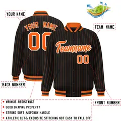 Black Orange White Stripe Letterman Jacket for Team Sport 2